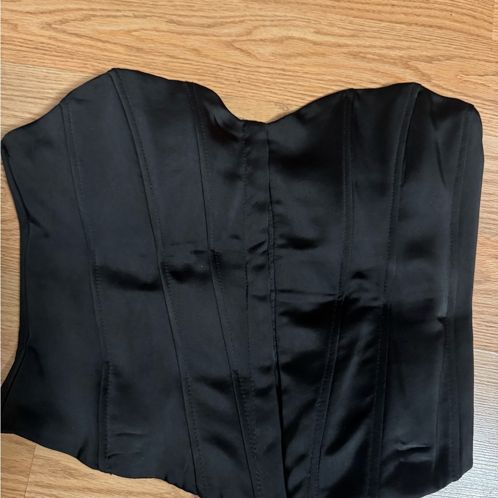 Zara Black Satin Corset Top